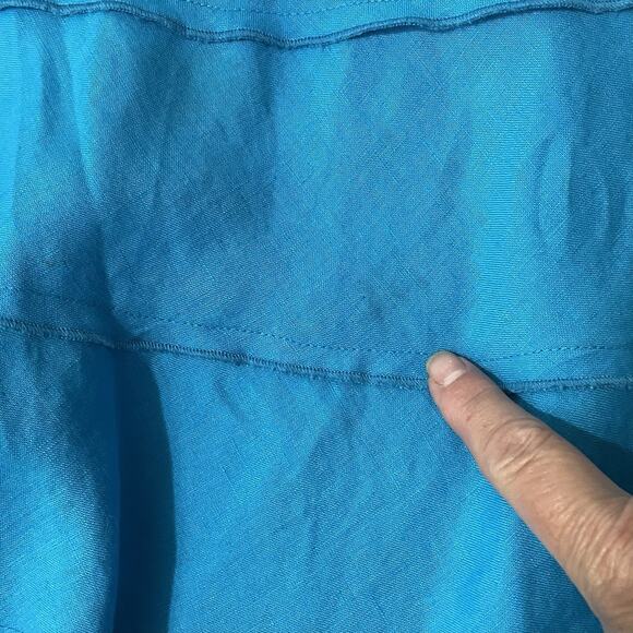 Soft Surroundings Skirt Women XL Petite Blue Tiered Linen A-Line Boho Cottage - Picture 7 of 8